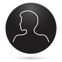 girl icon, black circle button, vector illustration.