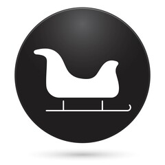 Sleigh icon, black circle button, vector illustration.
