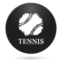 TENNIS icon, black circle button, vector illustration.