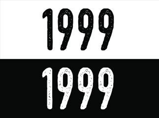 Year 1999 commemoration. White and black vector with year for celebration.