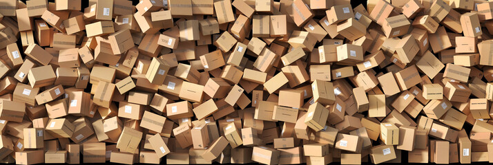 Stack of cardboard boxes. 3d illustration
