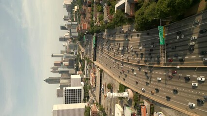4k vertical aerial drone video Downtown Atlanta Georgia USA - Powered by Adobe