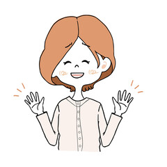 困った表情で「気にしないで」と明るく振る舞う女の子のイラスト