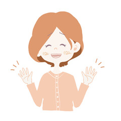 困った表情で「気にしないで」と明るく振る舞う女の子のイラスト