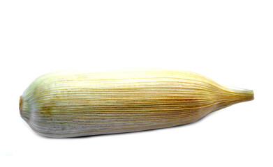 Unpeeled Streamed corn isolated on white background. Thai native corn that was cooked by steaming or boiling. Ready to eat. 