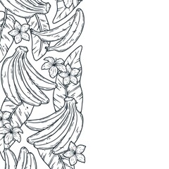 Bananas frame. Summer tropical fruits outline design element
