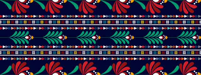 Ikat motif ethnic textile seamless pattern design. Aztec fabric carpet mandala ornaments textile decorations wallpaper. Tribal boho native ethnic flower floral traditional embroidery vector background
