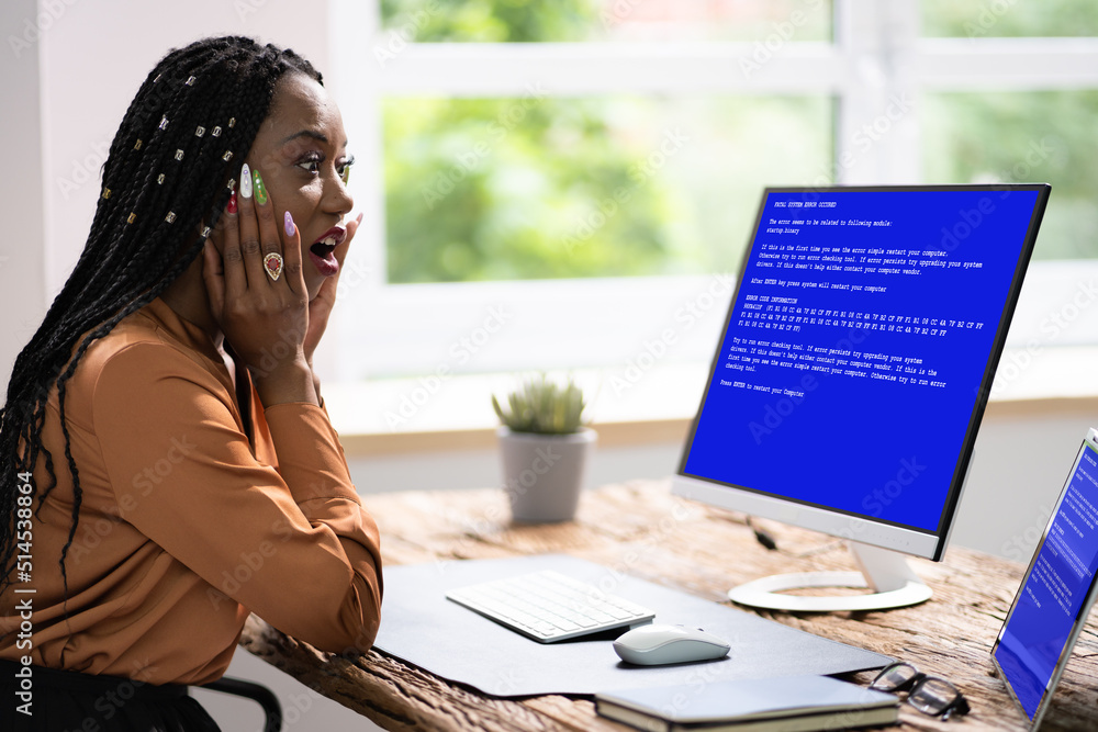 Poster ransomware malware attack. business computer hacked