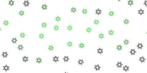 Light green, yellow vector pattern with coronavirus elements.