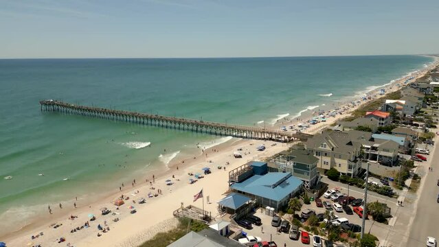 Aerial footage Surf City Fishing Pier NC circa 2022