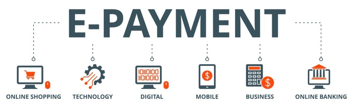 E-Payment banner web icon vector illustration concept of internet banking with icon of online shopping, technology, digital, mobile, business and online banking