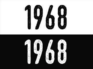Birthday date year 1968 black and white on green background.