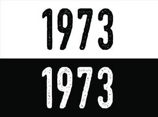 Birthday date year 1973 black and white on green background.