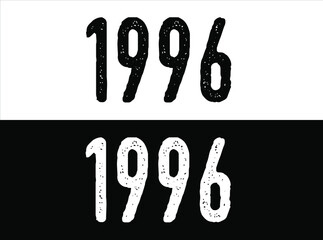 Birthday date year 1996 black and white on green background.
