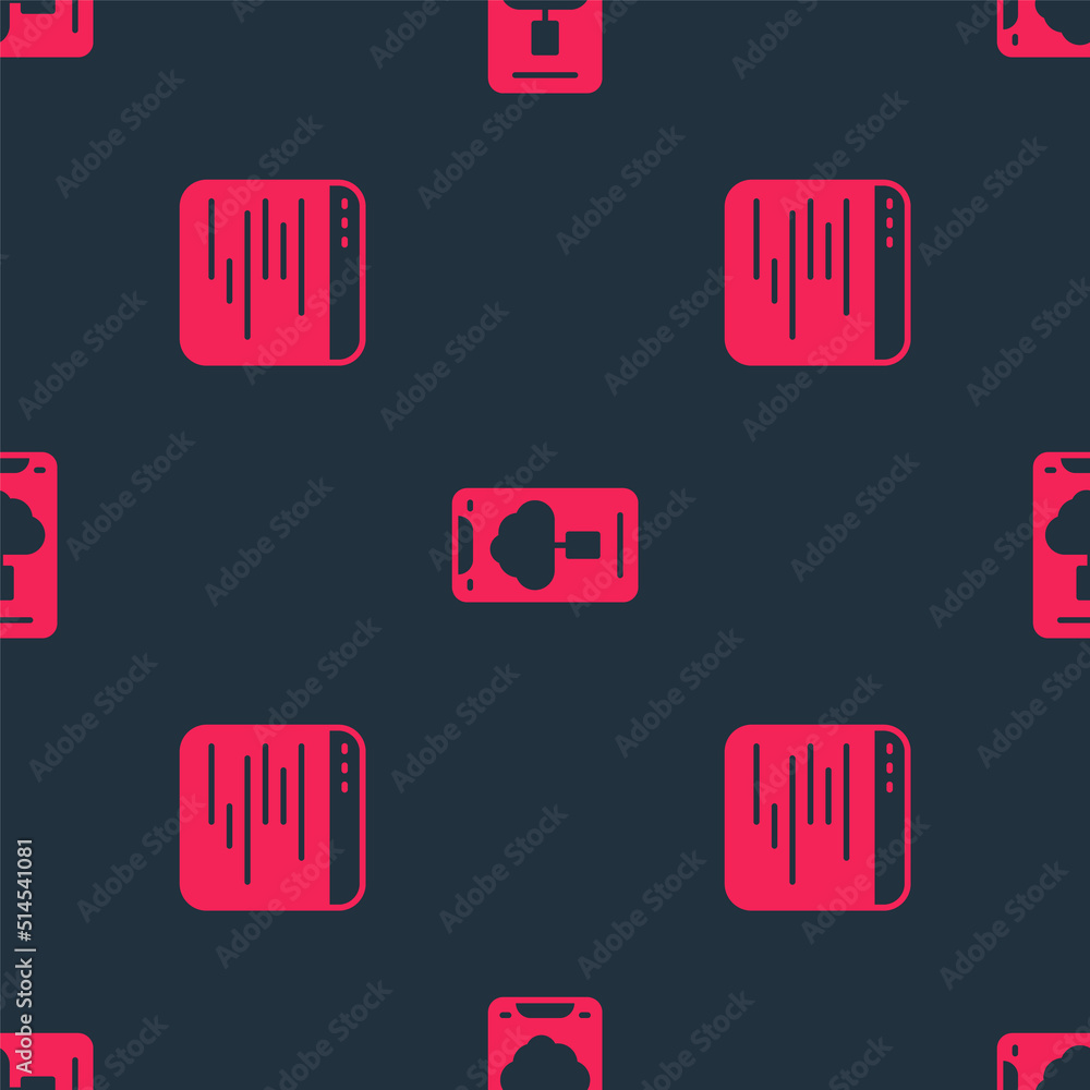 Poster set software and cloud technology data transfer on seamless pattern. vector
