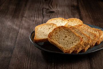 Healthy wholemeal toast on the table.