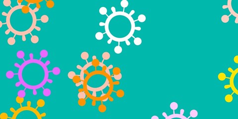 Light multicolor vector background with covid-19 symbols.