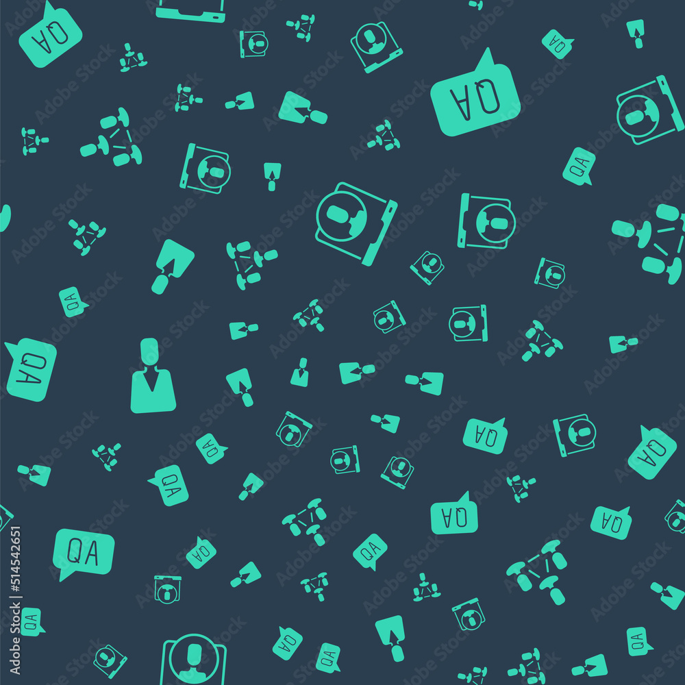 Aufkleber set telephone 24 hours support, question and answer, employee and hierarchy on seamless pattern. vec