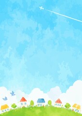 手描きの街並みの風景イラスト