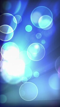 Multicolored bubbles particles, illuminated blue wallpaper, vertical social media backgrounds