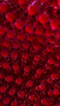 Vertical short animation, red balls creating pulsating net, loopable social media video