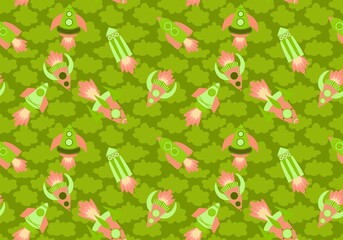 Cartoon seamless spaceship pattern for fabrics and kids and school notebooks and clothes print and kindergarten