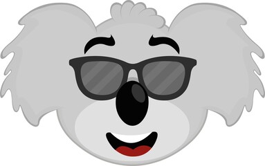Vector illustration of the face of a cartoon koala bear with sunglasses