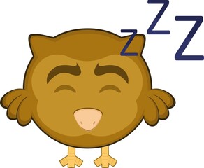 Vector illustration of a sleeping cartoon owl