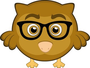 Vector illustration of a cartoon owl with nerd glasses