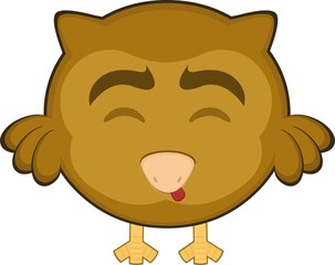 Vector illustration of a cartoon owl an expression of yummy that delicious