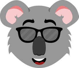 Vector illustration of the face of a cartoon koala bear with sunglasses