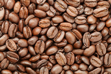 Close up de granos de café tostado
