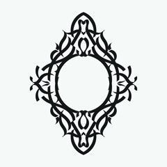 Vector vintage border frame engraving with retro ornament pattern in antique rococo style decorative design