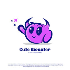 Purple cute monster design with star vector