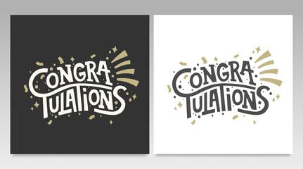 Hand drawn congratulation lettering for Greeting Card. Modern Typography Vector Background.