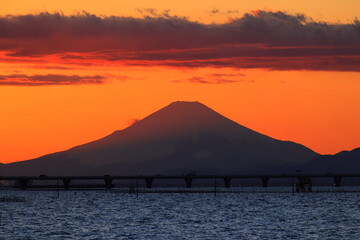 夕焼け富士山