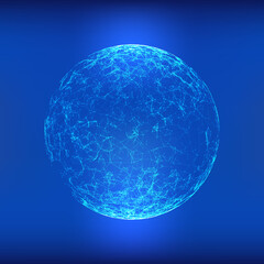 Abstract Blue Sphere Futuristic Low PolyLines Dots Particle Network Connection Structure Vector. 