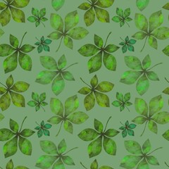 Autumn seamless chestnut leaves pattern for fabrics and wrapping paper and clothes print and kids
