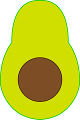 avocado on white background, green pear, avocado illustration vector,avocado icon vector, avocado animation vector for your design needs