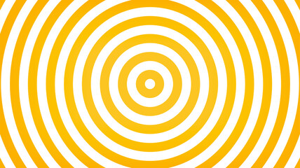 Circle white and yellow background. Abstract round illusion yellow alternating white background. Vector illustration.