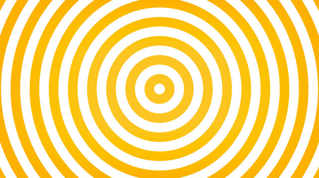 Circle white and yellow background. Abstract round illusion yellow alternating white background. Vector illustration.