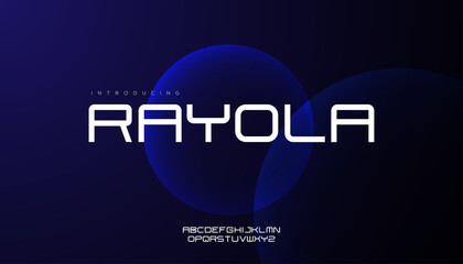 Rayola, space modern strong and bold  typeface uppercase alphabet. vector font.