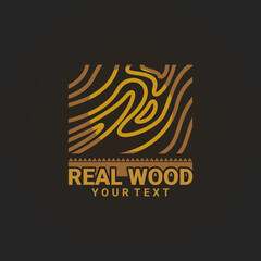 wood cutting logo with luxury business shape