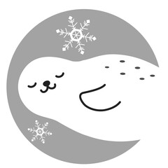 アザラシのアイコン（白黒）