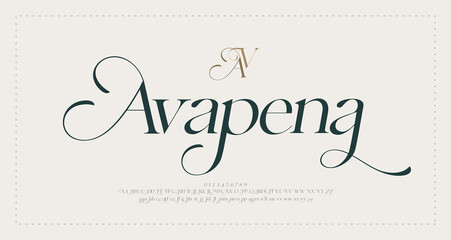 Wedding logo alphabet font and number. Typography luxury classic lettering serif fonts decorative logos vintage retro concept. vector illustration - 514554092