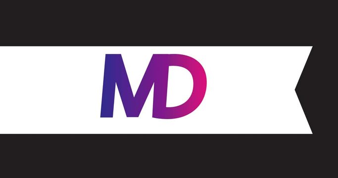 Animated retro, vintage ribbon with the text MD.