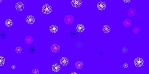 Light purple, pink vector doodle pattern with flowers.