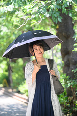 日傘をさす女性　縦