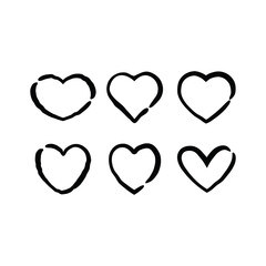 Heart doodles. Hand drawn hearts. Valentine's day love illustrations.