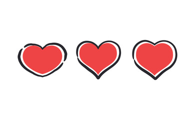 Hand drawn hearts collection. Set of heart illustrations. Valentine's day design. Love and care design elements.